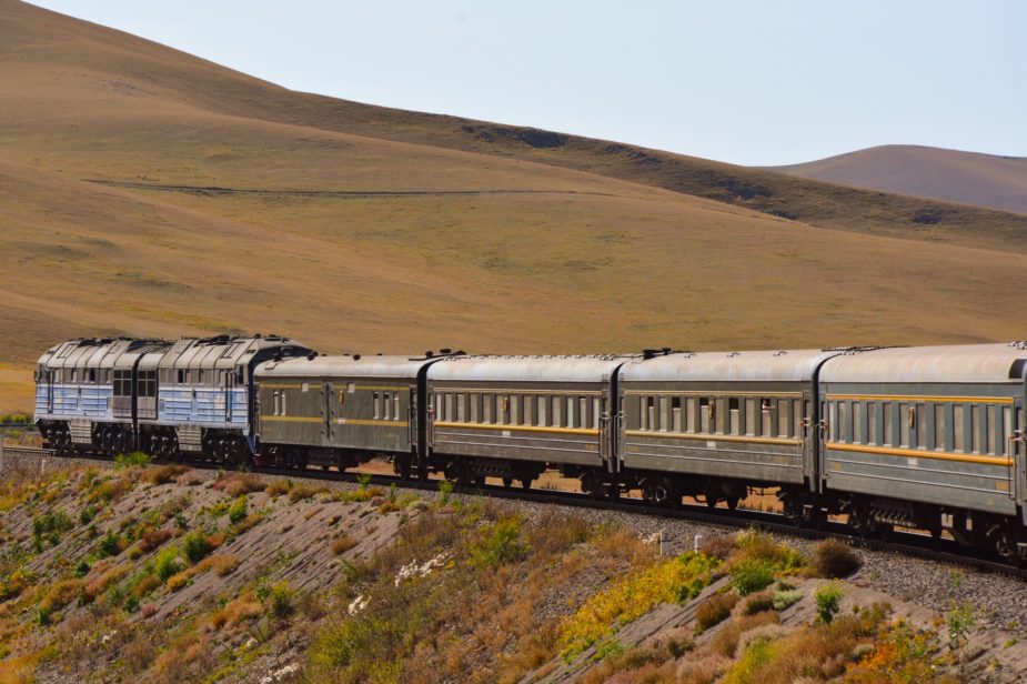 The Trans-Siberian train powers towards Ulaanbaatar